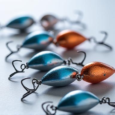 様々な形状と重さのメタルジグのコレクション